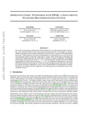 Capa do documento PDF - DPAR: Um Sistema de Recomendação de Senhas Baseado em Dados - Análise e Insights
