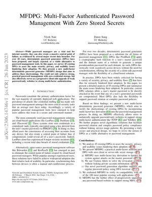 Murfin Takardar PDF - MFDPG: Gudanar da Kalmar Sirri Mai Ƙayyadaddun Maɓalli Da Yawa Ba tare da Ajiye Sirri Ba