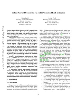 PDF Belge Kapağı - PESrank: Çok Boyutlu Sıralama Tahmini ile Çevrimiçi Parola Tahmin Edilebilirliği