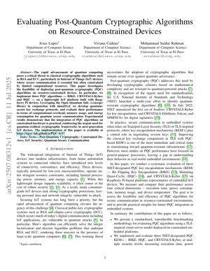 PDF文檔封面 - 物聯網設備上嘅後量子密碼學評估